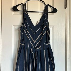 Universal Threads Blue and Gray Striped Romper with Pockets